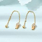 304 Stainless Steel Rhinestone Ear Thread for Women, Fishbone