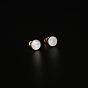 304 Stainless Steel Flat Round Stud Earrings, with Natural Shell