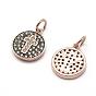 Brass Micro Pave AAA Cubic Zirconia Charms, Cadmium Free & Nickel Free & Lead Free, Flat Round with Cross