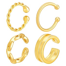 4 шт. 4 стилей 925 серьги-манжеты из стерлингового серебра, c-образный