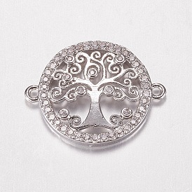 Латунные микро проложить кубических ссылки циркония, плоские круглые с дерева жизни