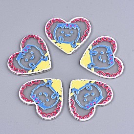 Transparent Acrylic Pendants, 3D Printed, Heart with Boy