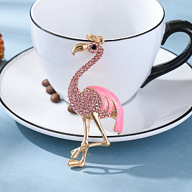 Zinc alloy key chain cartoon color diamond flamingo creative small gift car pendant