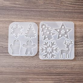 Силиконовые формы на рождественскую тему, подвесные формы, формы для литья гипсовой смолы, белые