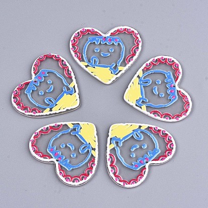 Transparent Acrylic Pendants, 3D Printed, Heart with Boy