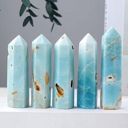 Point Tower Natural Amazonite Home Display Decoration, Healing Stone Wands, for Reiki Chakra Meditation Therapy Decors, Hexagon Prism