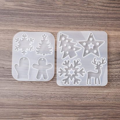 Силиконовые формы на рождественскую тему, подвесные формы, формы для литья гипсовой смолы, белые