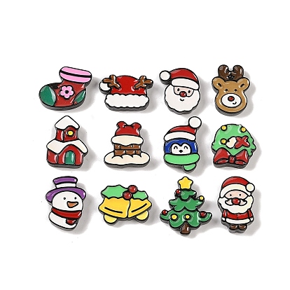 Christmas Opaque Resin Decoden Cabochons, Santa Claus & Snowman & Deer, Mixed Shapes