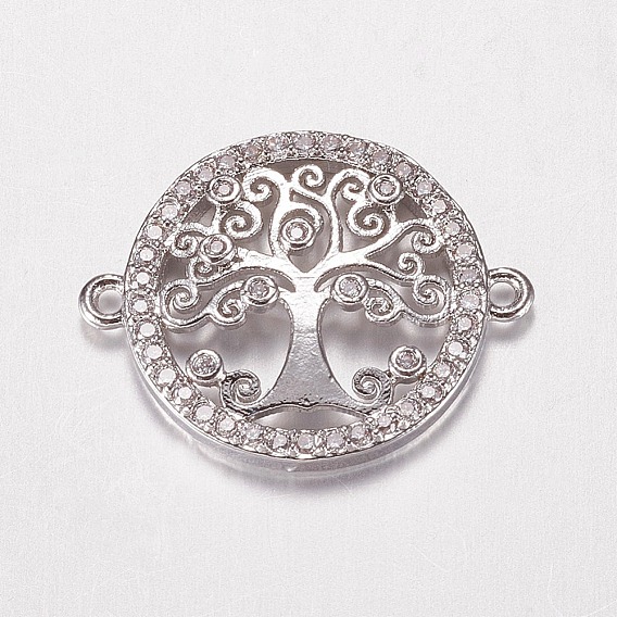 Латунные микро проложить кубических ссылки циркония, плоские круглые с дерева жизни