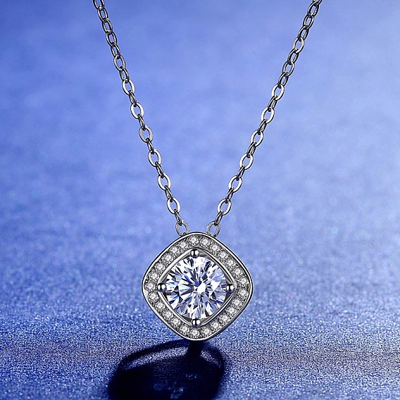 Родиевое покрытие 925 серебро 925 пробы с микропаве, прозрачный кубический цирконий, квадратные многожильные звенья, с кристаллами муассанита и стразами