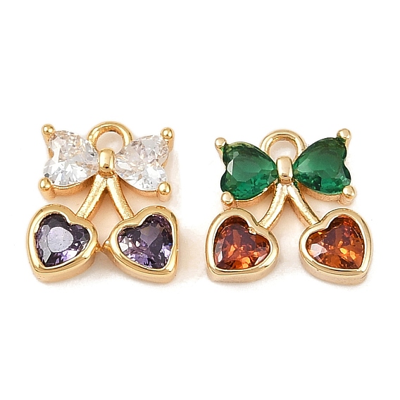 Латунные микро проложить кубического циркония прелести, без кадмия, без никеля и без свинца, черри прелести, реальный 18 k позолоченный