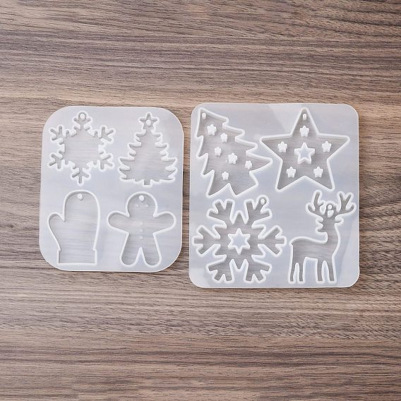 Силиконовые формы на рождественскую тему, подвесные формы, формы для литья гипсовой смолы, белые