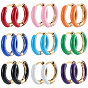 9 pares 9 colores bicolor 304 pendientes de aro gruesos de acero inoxidable, con esmalte