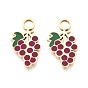 304 Stainless Steel Enamel Pendants, Grape Charms, Ion Plating(IP), Long-Lasting Plated, Golden