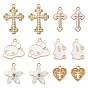36Pcs 6 Style Easter Themed Light Gold Alloy Enamel Pendants, Mixed Shapes
