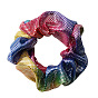 Metallic Rainbow Gradient Fabric Hair Scrunchie with Laser Hot Stamping Gold Dual Color Bowknot Headband