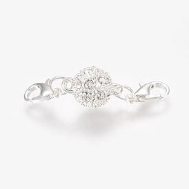 Сплав Rhinestone магнитные застежки, с карабин-лобстерами 