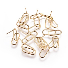 Brass Stud Earring Components, Nickel Free, Oval