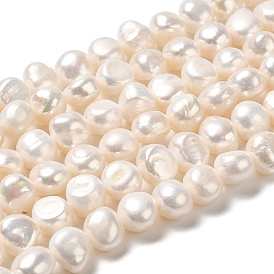 Natural Cultured Freshwater Pearl Beads Strands, Two Side Polished
