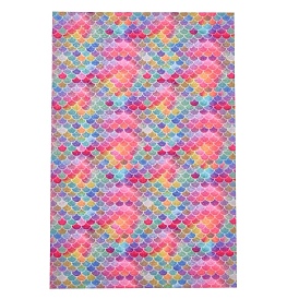 Mermaid Fish Scale Pattern PU Leather Fabric, Self-adhesive Fabric, for Bows Earrings Hair Accessories Bag Making DIY Crafts