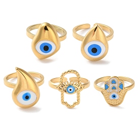 304 Stainless Steel Rings, with Enamel, Evil Eyes