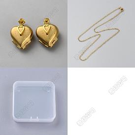 DIY Brass Heart Locket Pendant Necklaces Making Kits