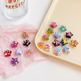 Enamel Acrylic Beads, with Rhinestone, Star