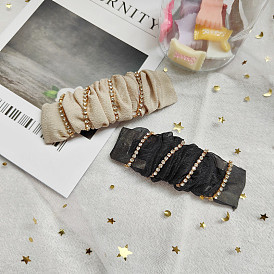 French luxury diamond chain pleated fabric BB clip sweet side clip broken hair back of the head.