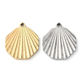 Ion Plating(IP) 304 Stainless Steel Pendants, Shell Shape Charm