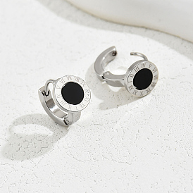 Стильные винтажные римские цифры 304 серьги-кольца из нержавеющей стали для женщин