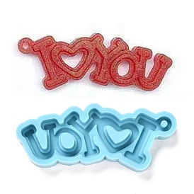 DIY Pendant Silicone Molds, Resin Casting Molds, For UV Resin, Epoxy Resin Jewelry Making, Valentine's Day Theme, Word with Heart