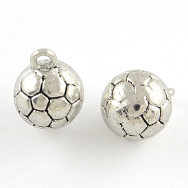 Sports Theme Tibetan Style FootBall/Soccer Ball Alloy Charms, Cadmium Free & Lead Free, 11x14mm, Hole: 2mm, about 224pcs/1000g