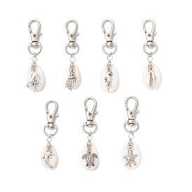 Океан коллекция подвесные украшения из ракушек, подвески из сплава и поворотные застежки-шармы для украшений сумок