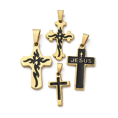 201 подвески из нержавеющей стали, с эмалью, вакуумное покрытие pvd, крест очарование