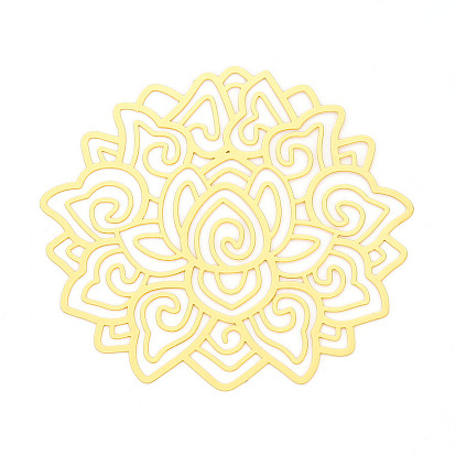 Латунные кабошоны, гравированные металлические украшения, без кадмия, без никеля и без свинца, цветок