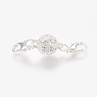 Сплав Rhinestone магнитные застежки, с карабин-лобстерами 