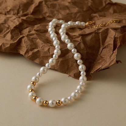 Винтажные колье-воротники с круглыми бусинами из перламутра для женщин, реальный 18 k позолоченный