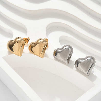 304 серьги-гвоздики из нержавеющей стали для женщин, сердце