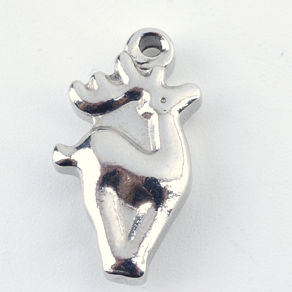201 Stainless Steel Christmas Reindeer/Stag Pendants