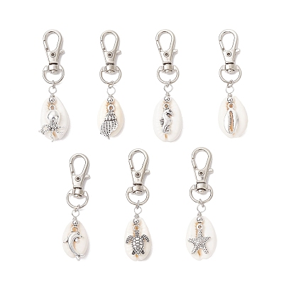 Океан коллекция подвесные украшения из ракушек, подвески из сплава и поворотные застежки-шармы для украшений сумок