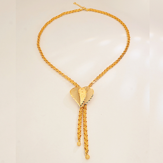 Модные латунные ожерелья-лариаты с кисточками в форме сердца для женщин