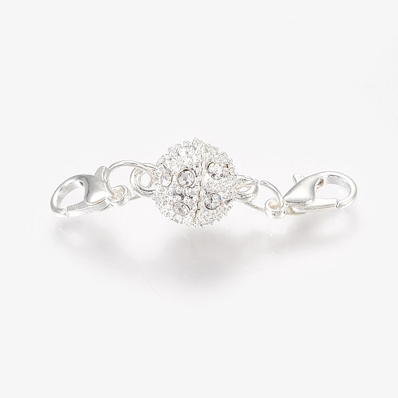 Сплав Rhinestone магнитные застежки, с карабин-лобстерами 