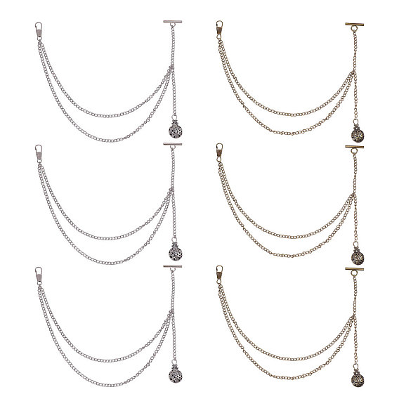 6 шт 2 стили сплав удачи сумка кулон украшения, с железными витыми цепями и застежками-тогглами из сплава