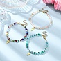 3Pcs 3 Colors Alloy Cross Charm Bracelets, Electroplate Glass Beads Stretch Bracelets for Women, Triangle, Faceted