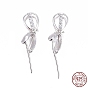 925 Sterling Silver Pendant Bails, with Cubic Zirconia, Clear