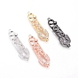 Brass Micro Pave Cubic Zirconia Links Connectors, Safety Pin Shape with Word Love, For Valentine's Day