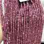 Natural Pink Tourmaline Beads Strands, Cube, Grade A
