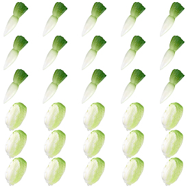 30Pcs 2 Style PVC White Radish & Chinese Cabbage, Imitation Vegatables, Play Food, for Dollhouse Accessories, Pretending Prop Decorations