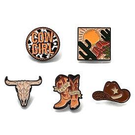 Cowboy Safety Enamel Pins, Black Alloy Badge for Suit Shirt Collar, Men/Women