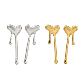 304 Stainless Steel Heart Stud Earrings for Women